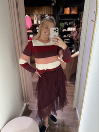 Zig Zag Tyll Skirt Bordeaux