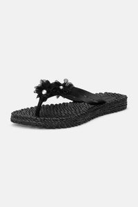 Flip Flop w. SMALL Flowers Black