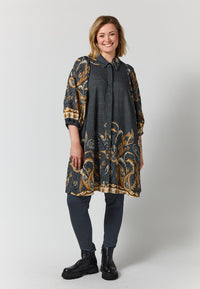 GSkuld Tunic - Black board fabric with brown pattern