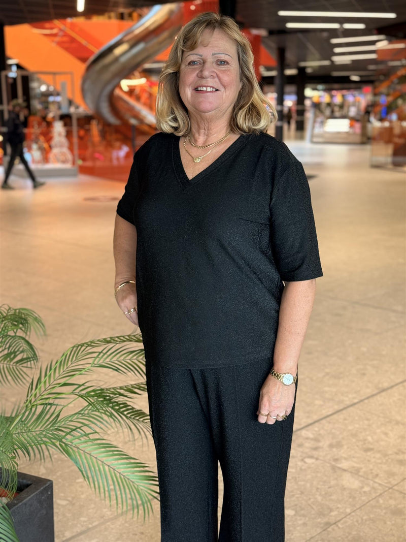 KCriana V-Neck T-Shirt Black Metallic