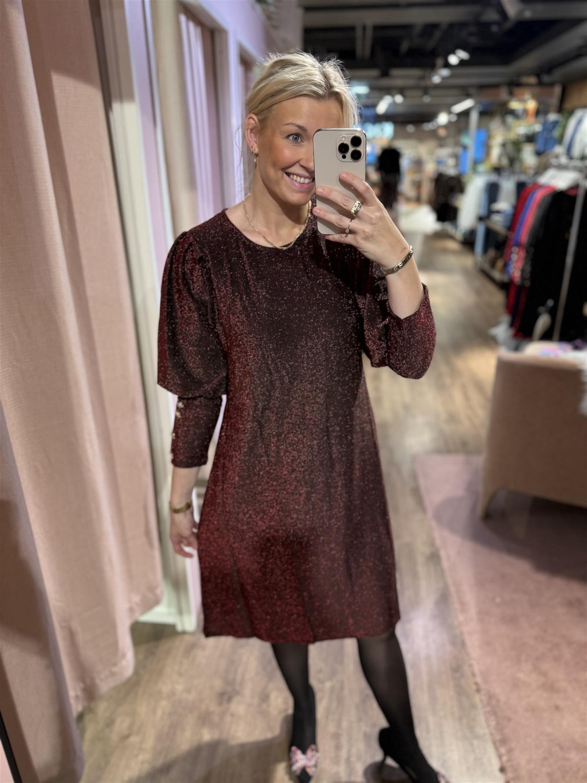 Kjole Tea Lux Bordeaux (Glitter)