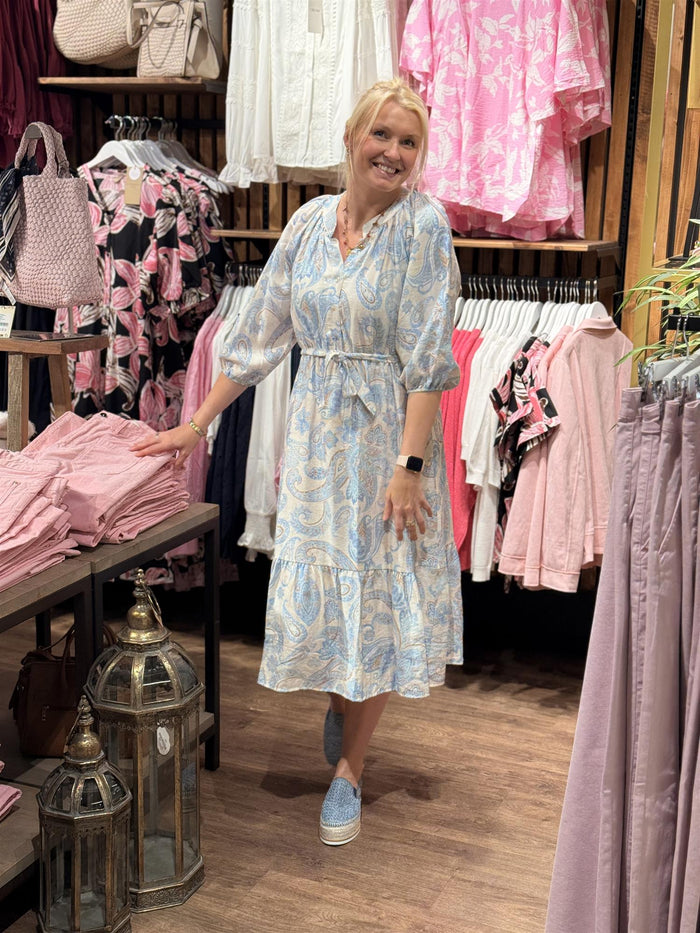 Kjole Paisley Soft Blue