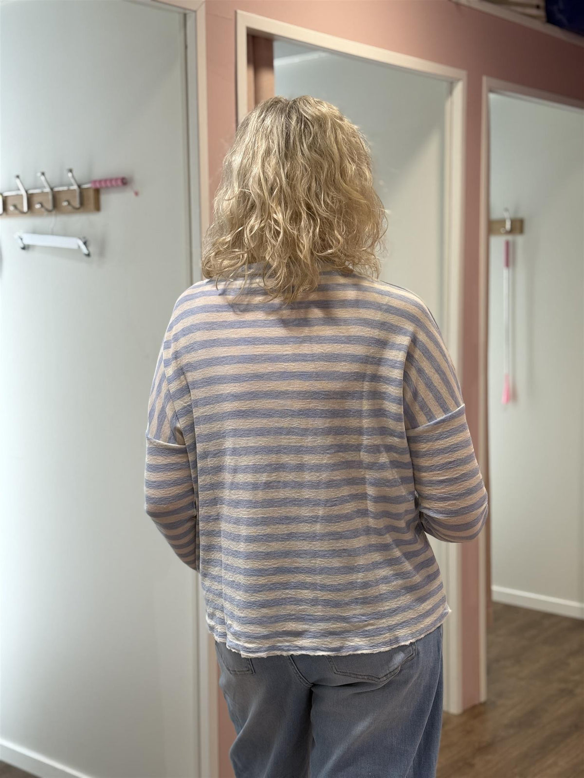 "Rampegenseren" Wide Shirt w/turtle neck Blå/Hvit stripet