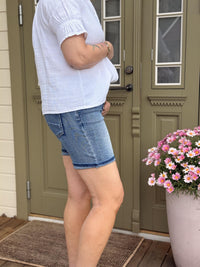 PATTI BUTTON DENIM SHORTS