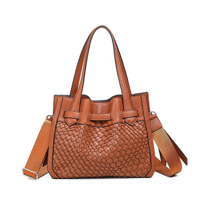 FELIN shopper med flettet front - Cognac