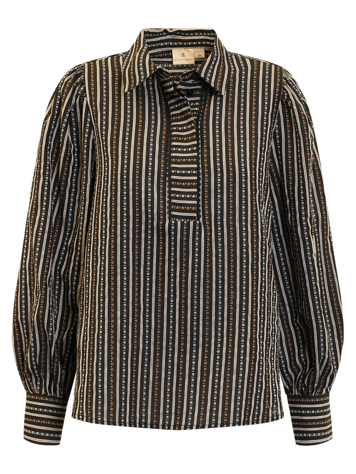 Bluse m Striper - Black Mix