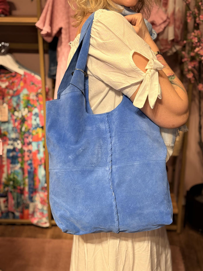 Suede Demi Bag Azur Blue