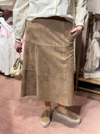Flora Suede Skirt Nude Brown