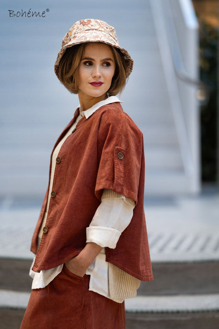 Vest kordfløyel Burnt Orange