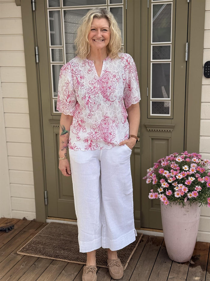 Bluse Fhira White/Pink