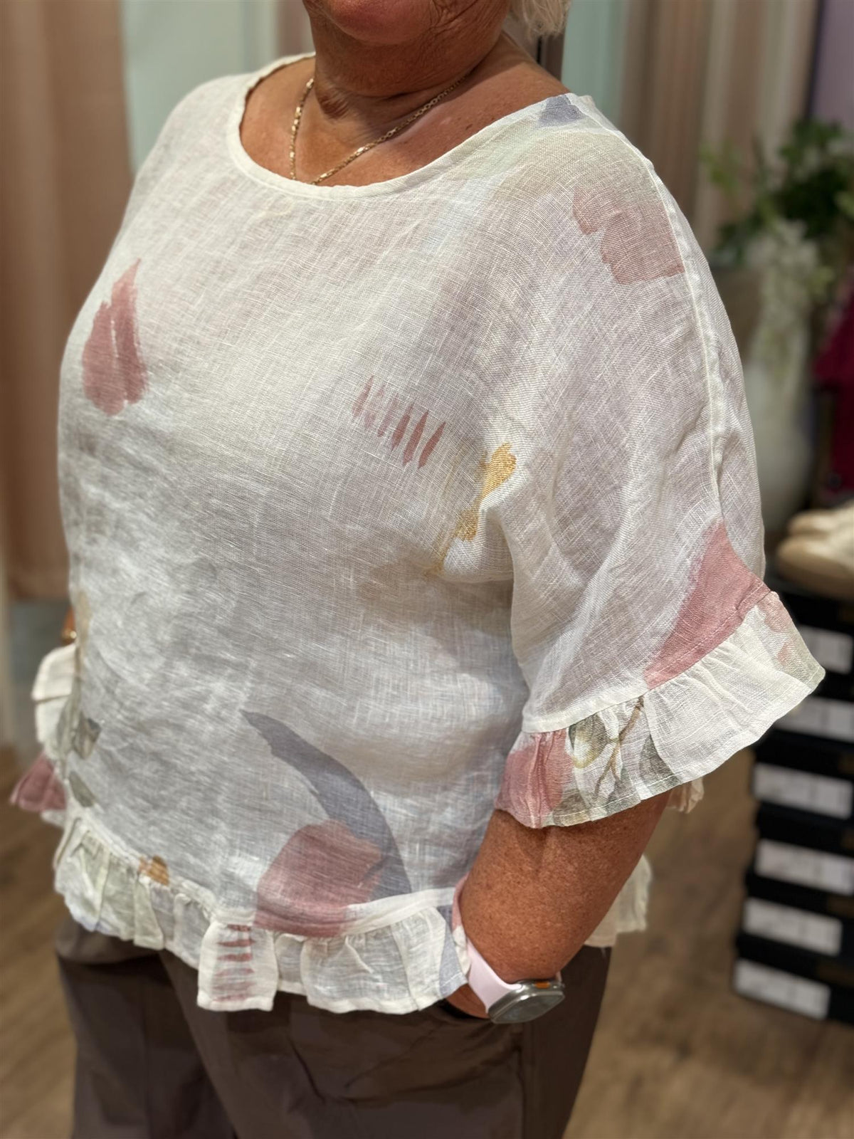 Printed Linen Gauze Blouse