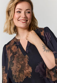 GVilde Blouse - Black with big flowers