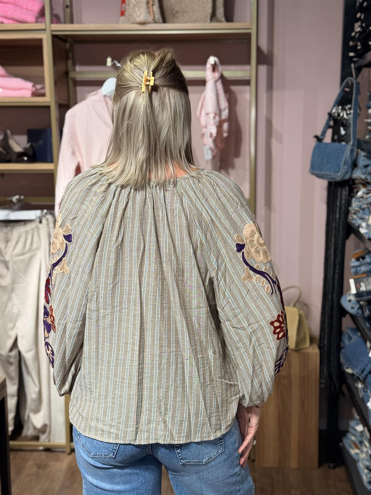 Boheme Shirt Embrodery & Stripes - Marron