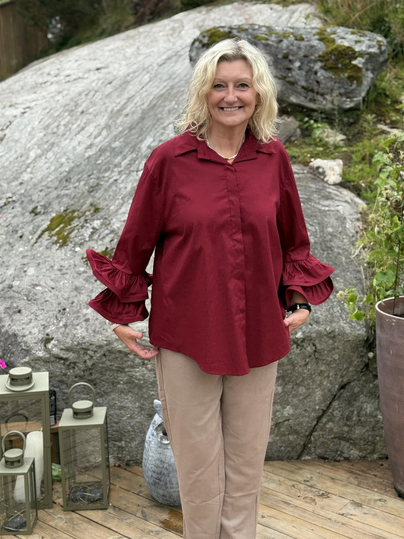Skjorte Poplin Bordeaux