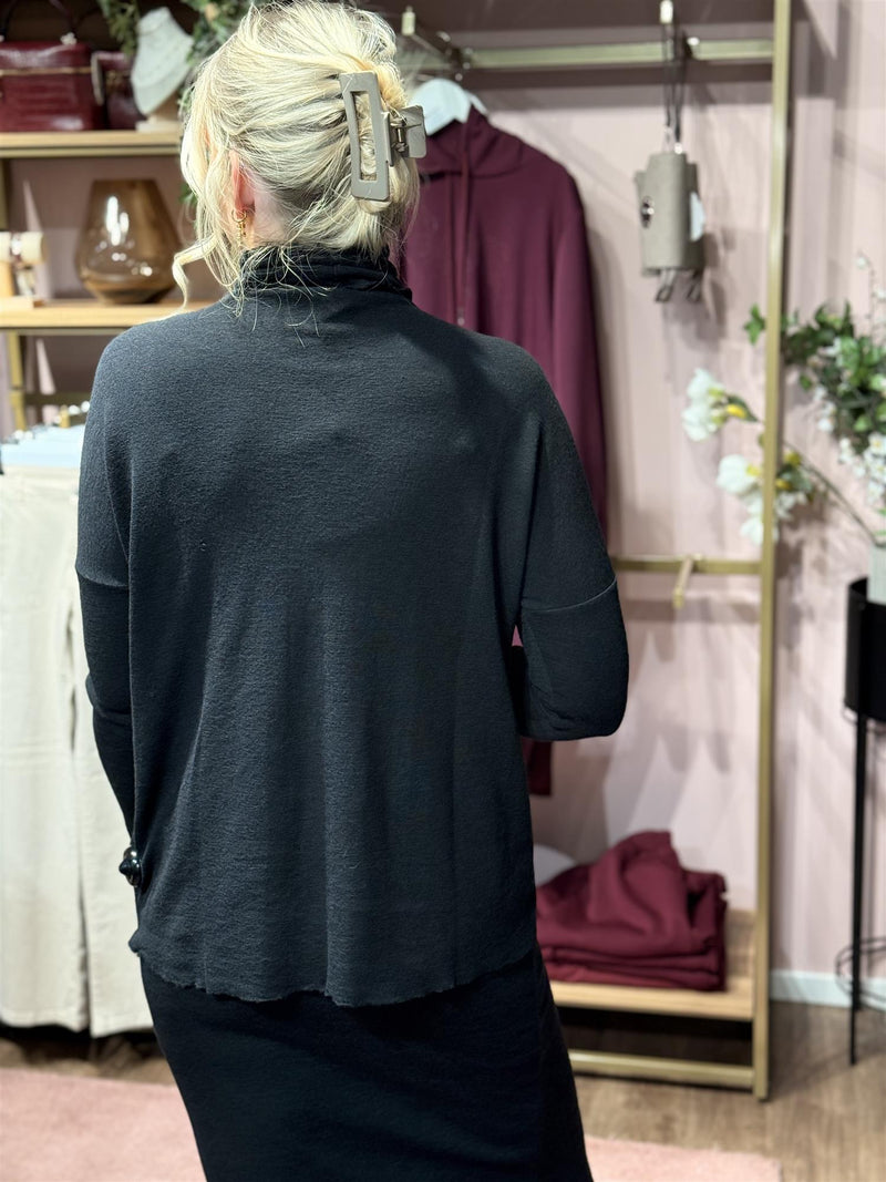 Shirt loose w/roll neck Black