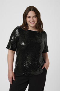 KCmirana Sequin Blouse Black Deep
