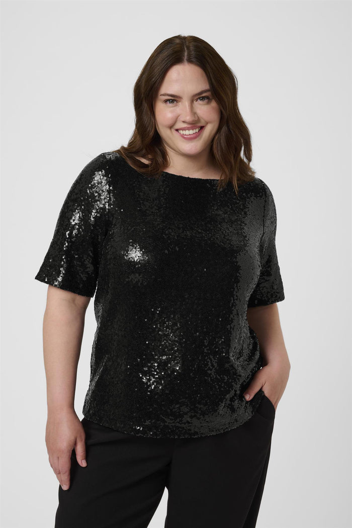 KCmirana Sequin Blouse Black Deep