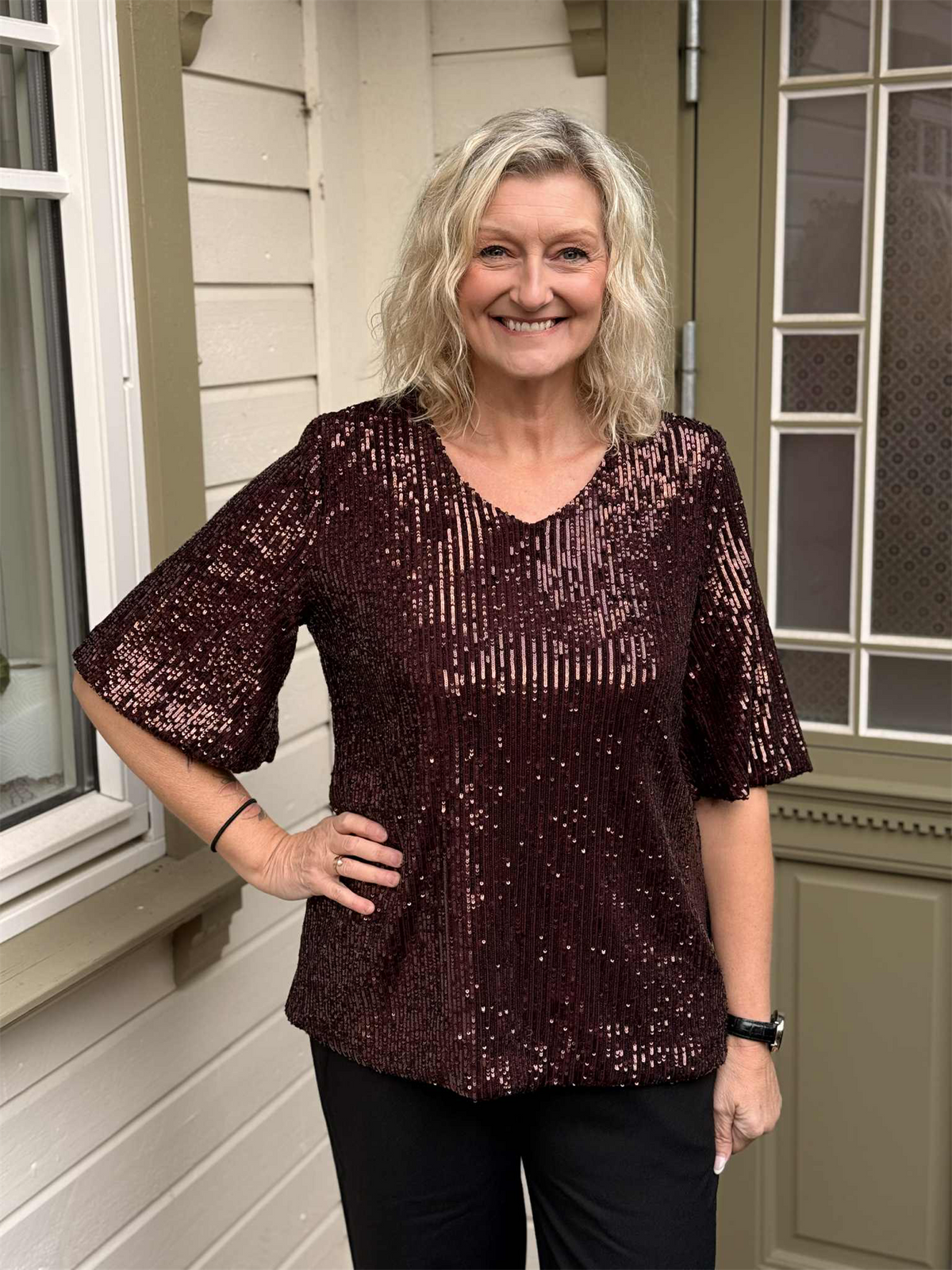 Bluse Sequin Kobber/Brun