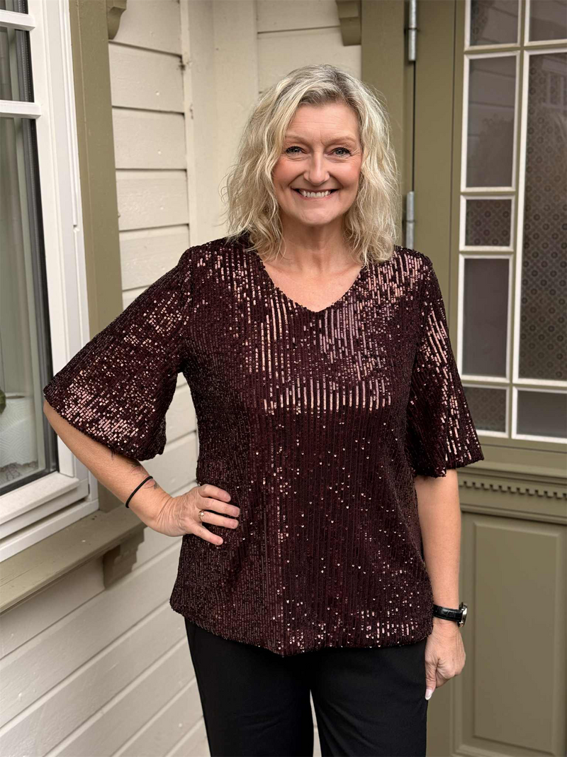 Bluse Sequin Kobber/Brun