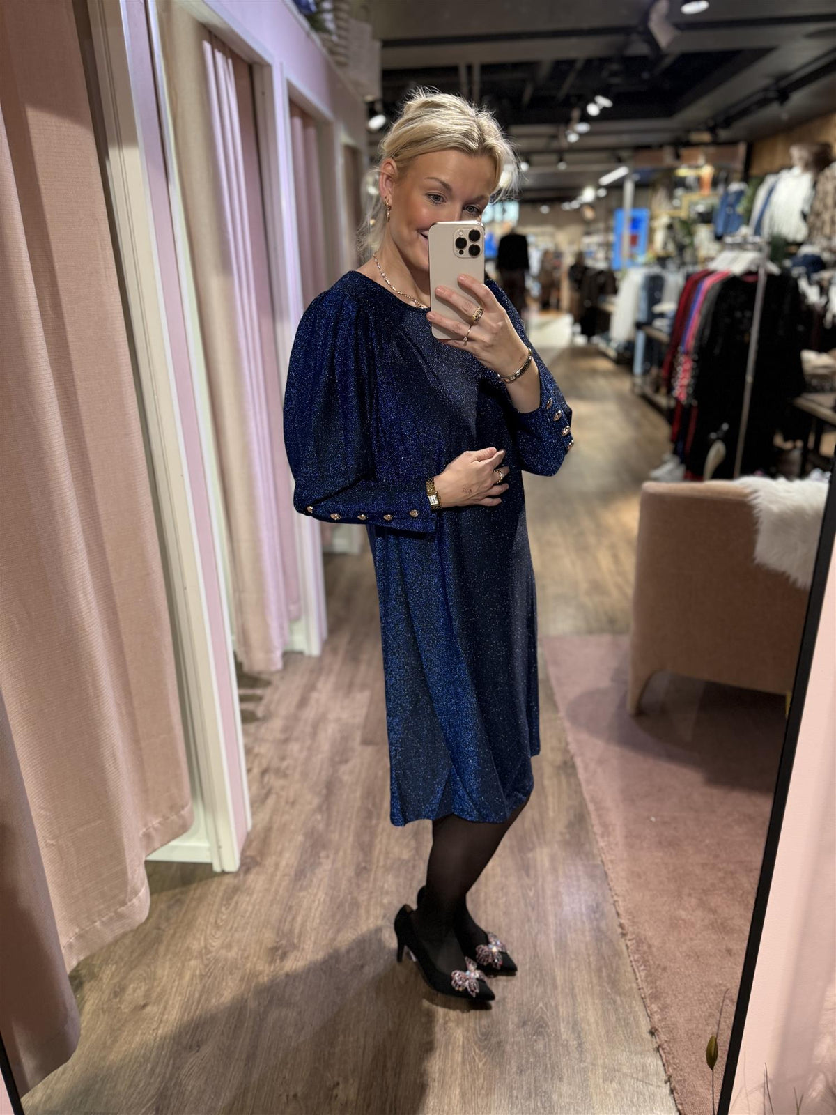 Kjole Tea Lux Navy (Glitter)