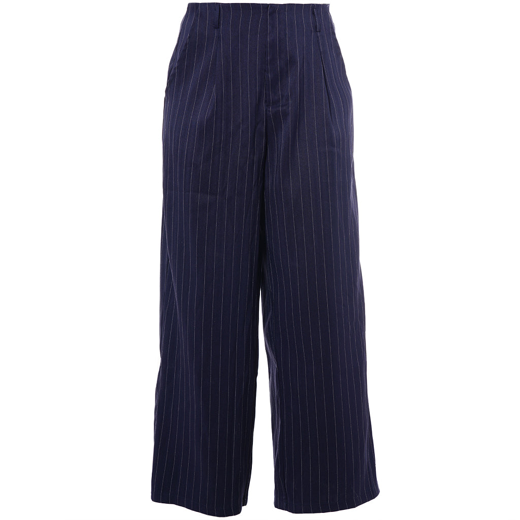 SNira wide trousers Blue White-Pinstripe