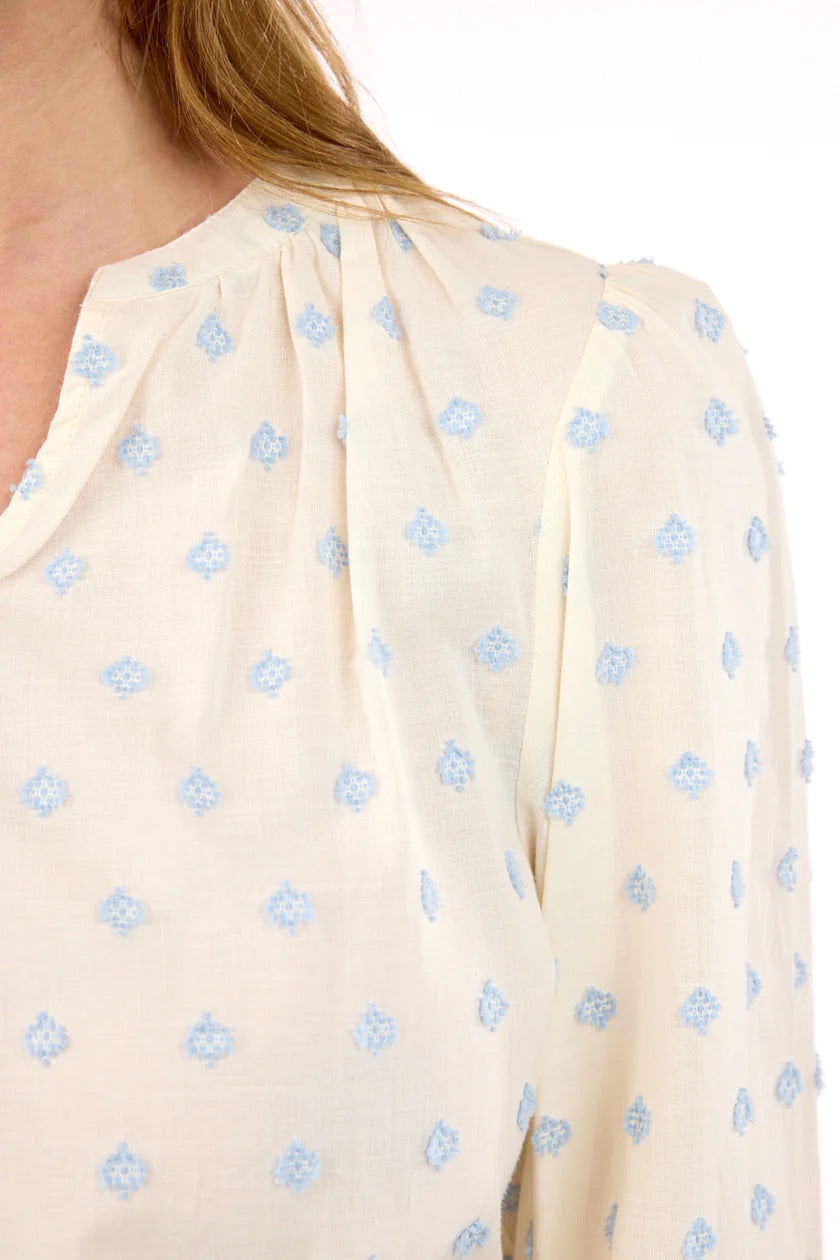 Bluse Offwhite/Blå