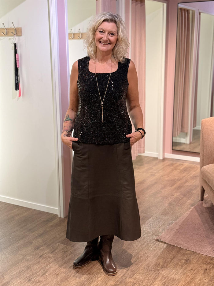 A-shape Leather Skirt Espresso