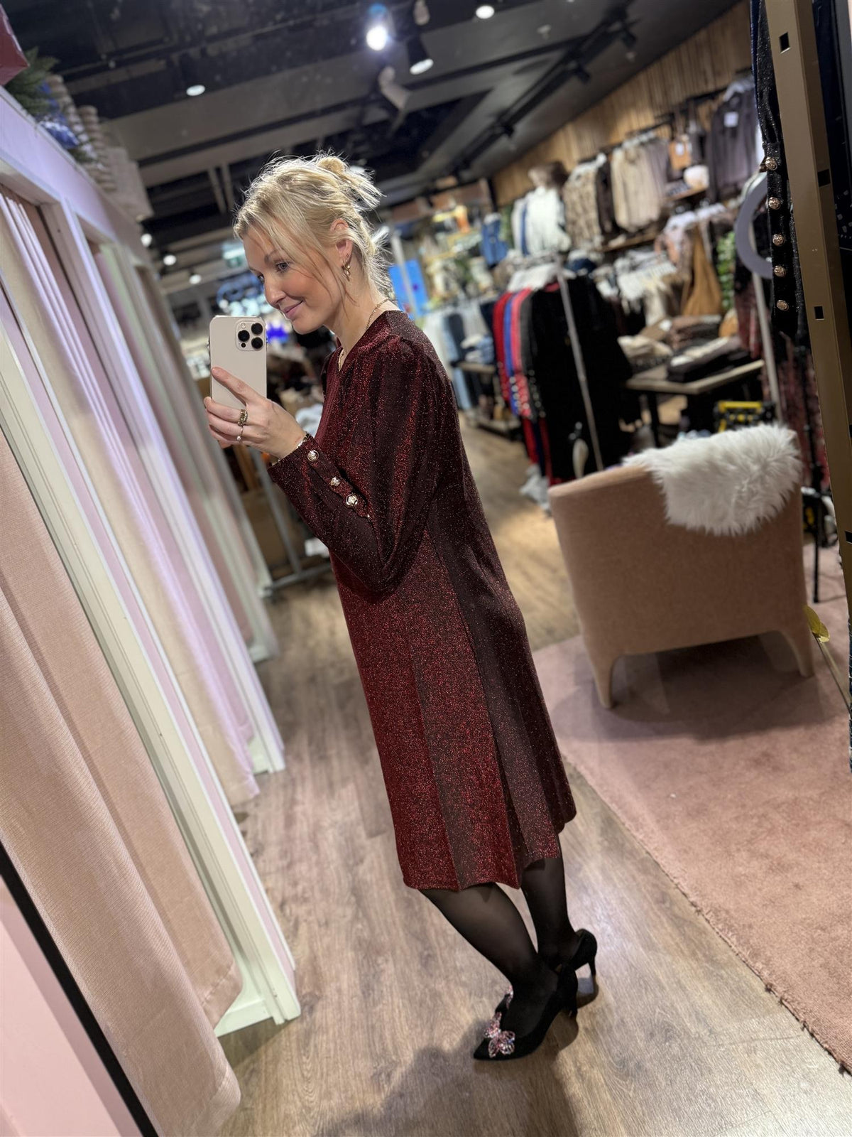 Kjole Tea Lux Bordeaux (Glitter)