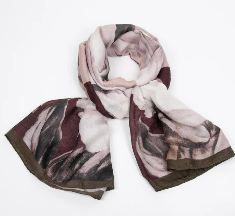 Skjerf Viskose Blomst Plomme