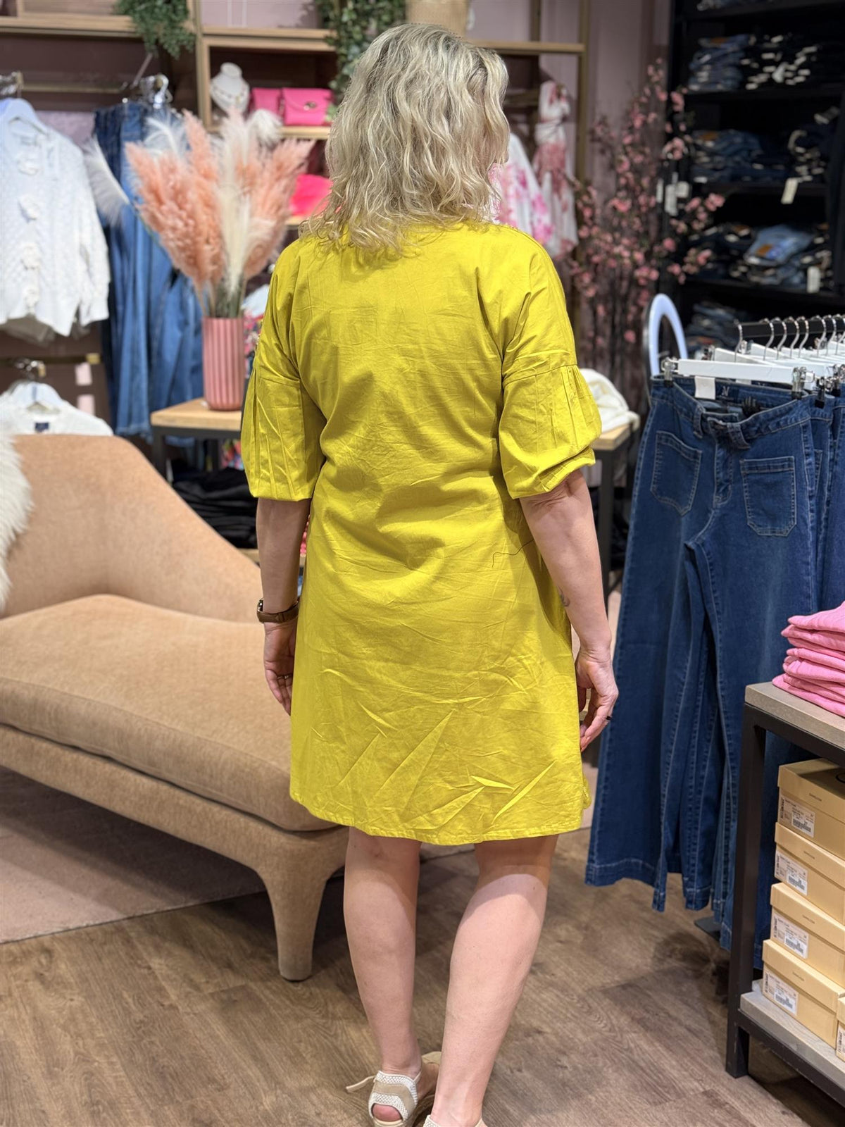 Kjole Folder Bomull, Limegrønn