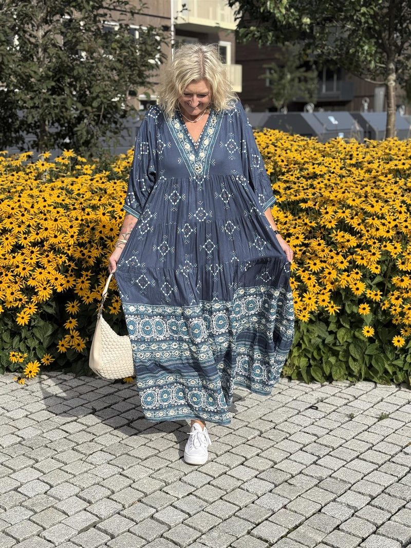 Cartagena Dress V Maxi Print