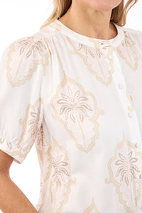 Bluse Offwhite/Beige Print