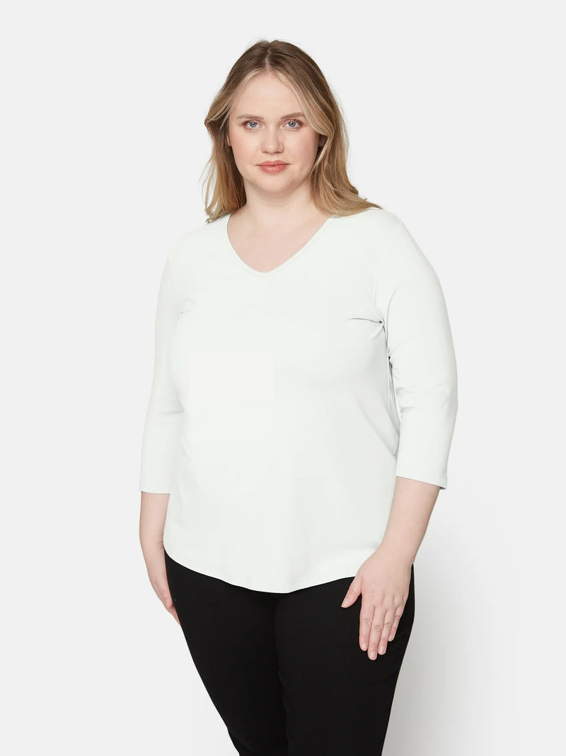 T-skjorte Basic 3/4 erm White