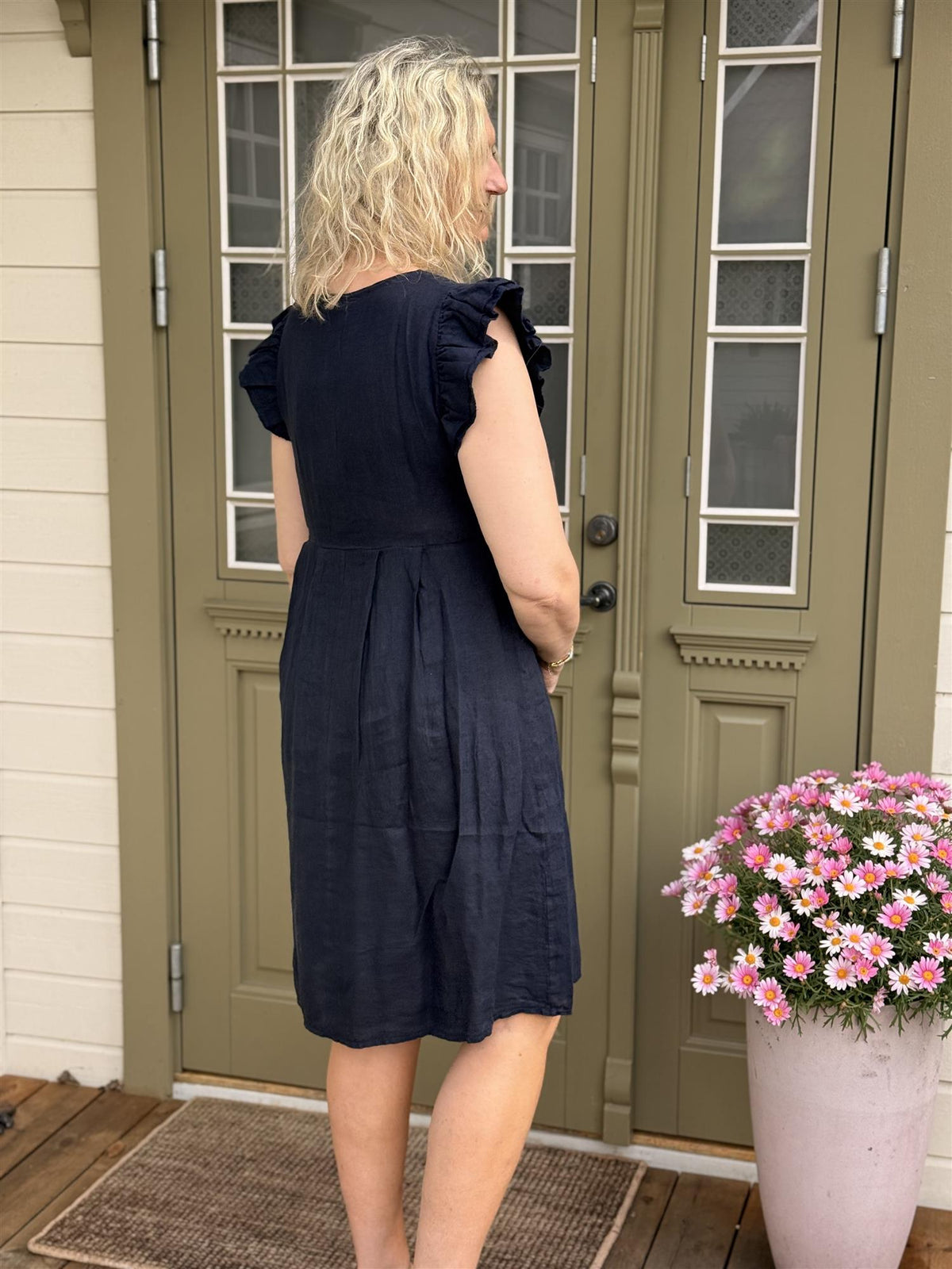 Malou Lin Dress Navy