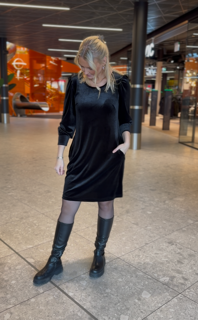 Kjole Velour Cloe sort