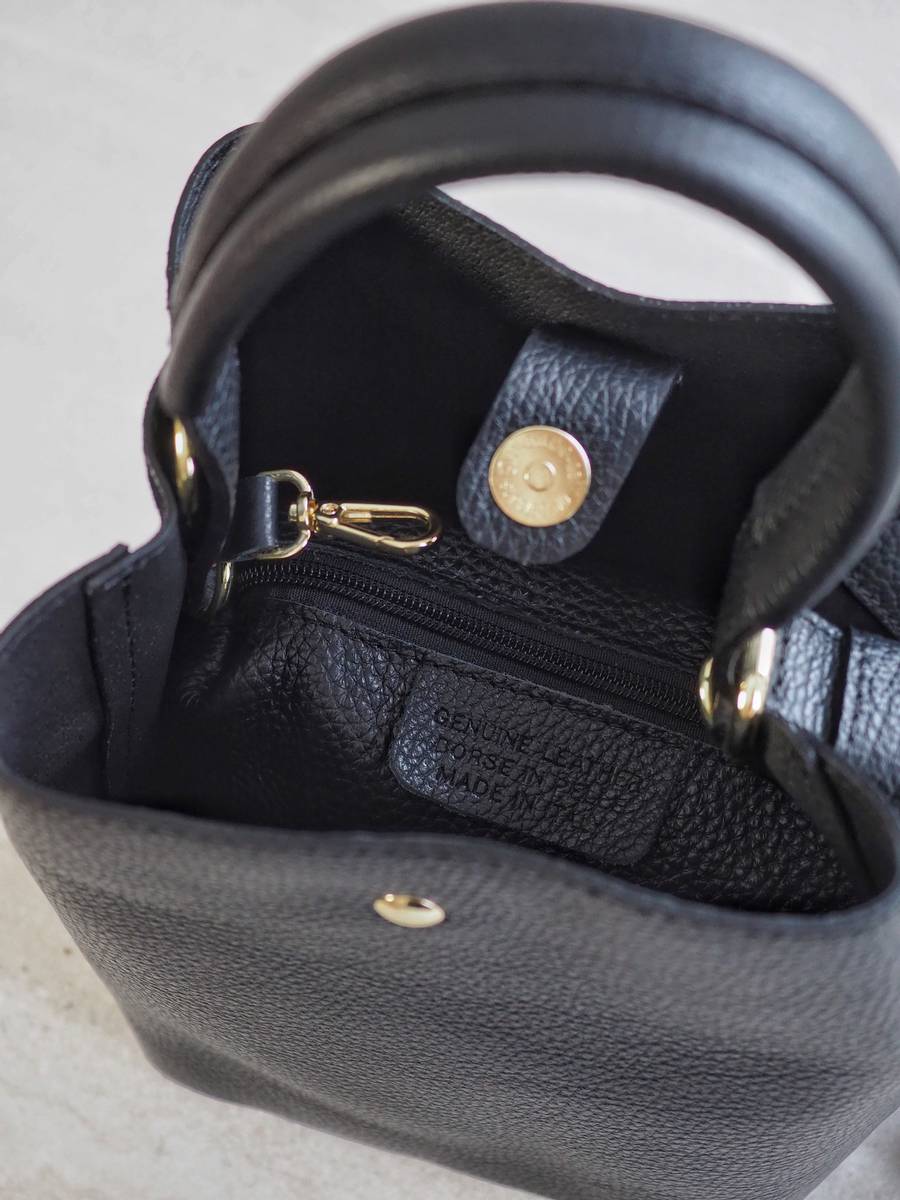 Bøtteveske Glatt Skinn Sort