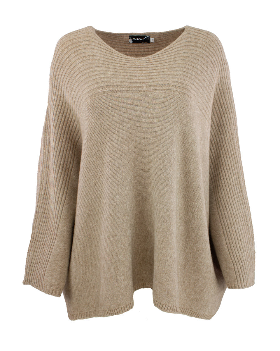 Genser Rund hals Rille Sand