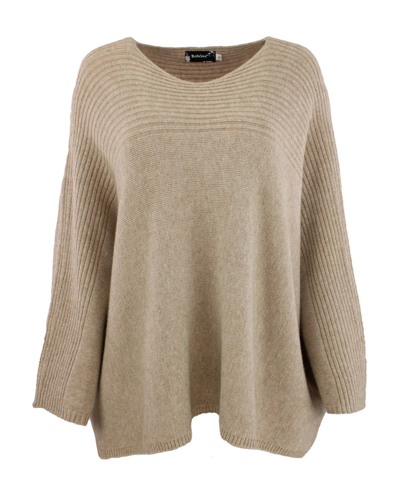 Genser Rund hals Rille Sand