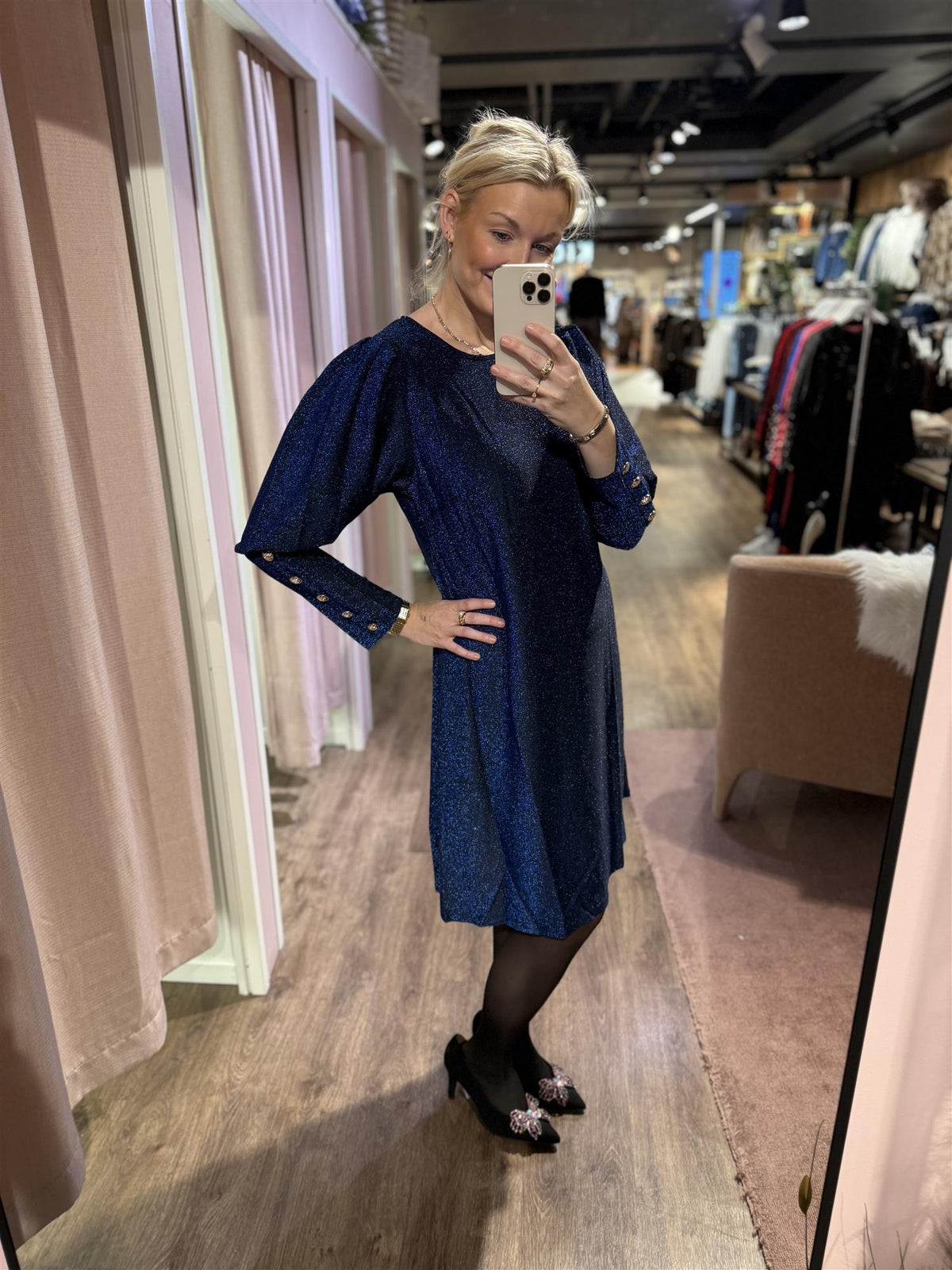 Kjole Tea Lux Navy (Glitter)
