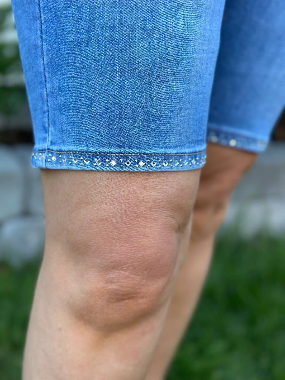 Denim shorts med Bling G-Smack