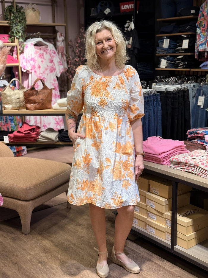Kjole Alba Kort PRINT, Coral