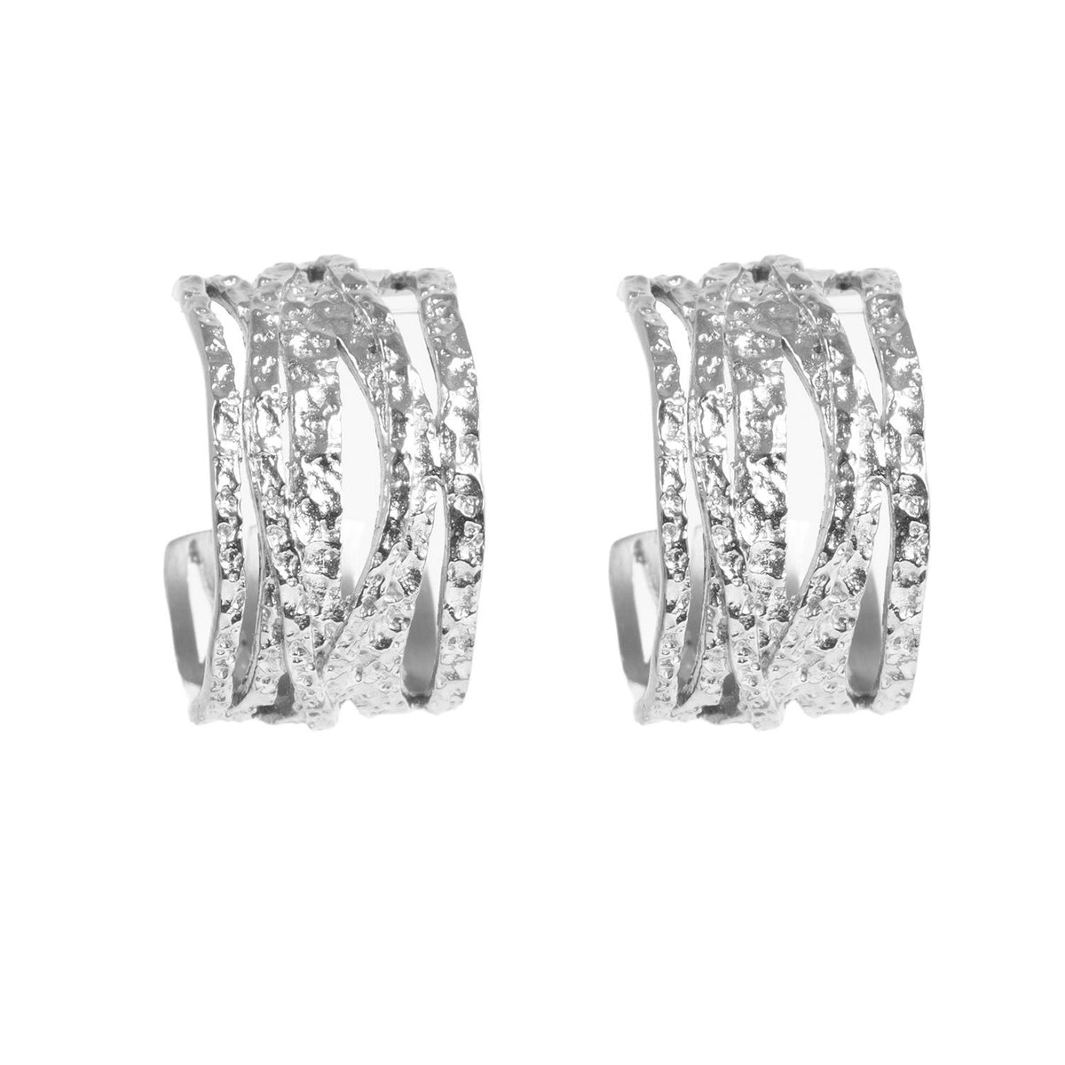 Brede øreringer, Steel Satin Sølv