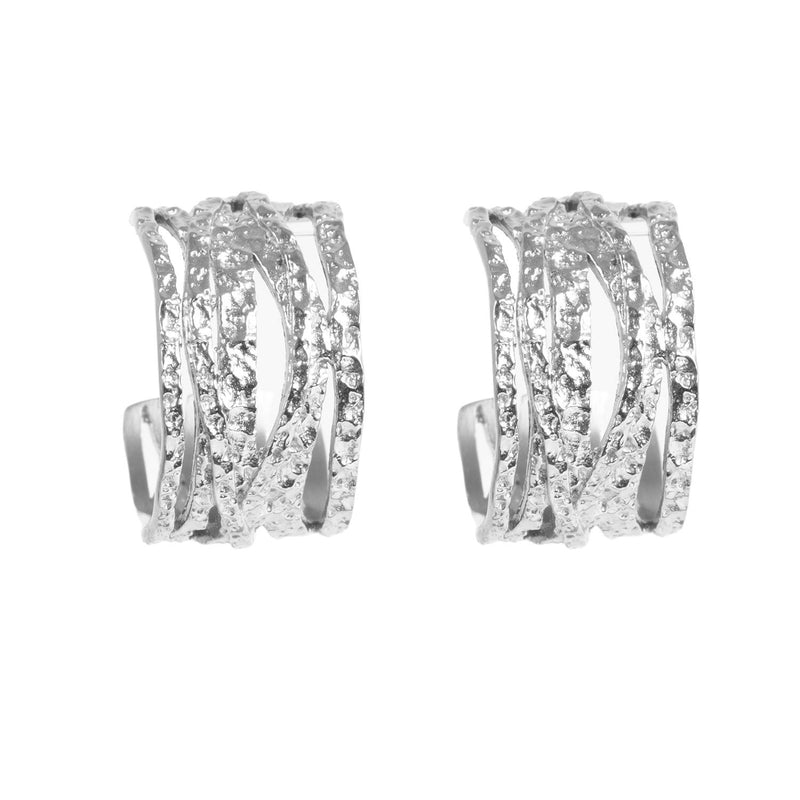 Brede øreringer, Steel Satin Sølv