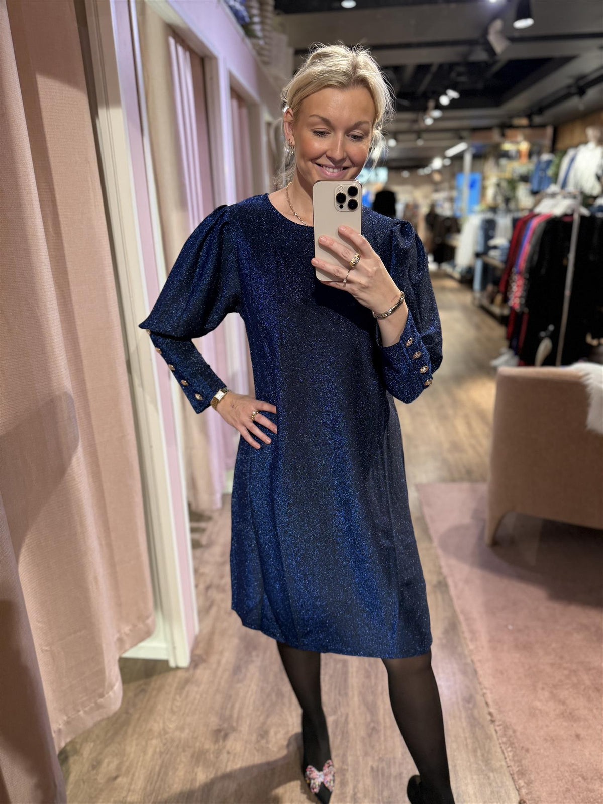 Kjole Tea Lux Navy (Glitter)