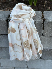 Skjerf Hjerter beige, Diz