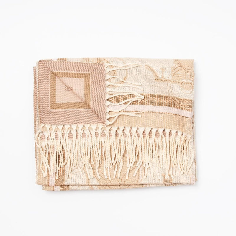 Skjerf Frynser Beige Mønster