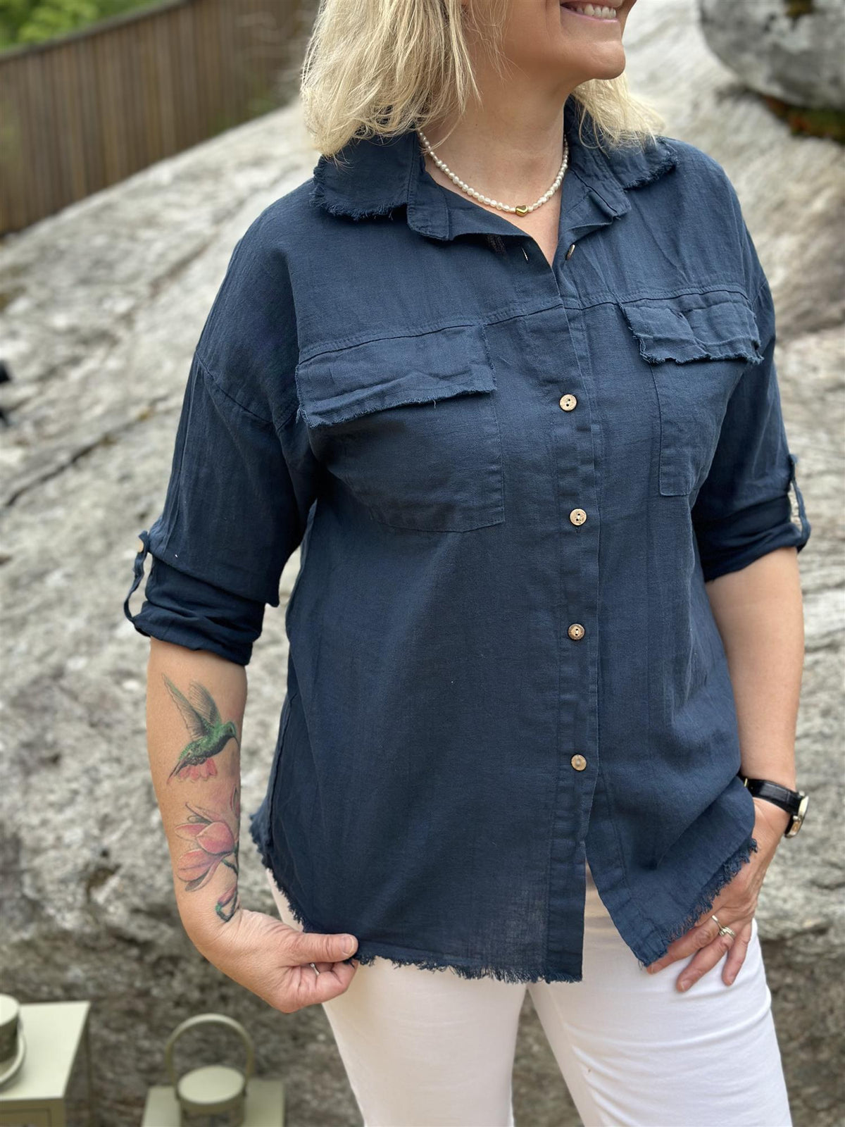 Bibba Skjorte Navy