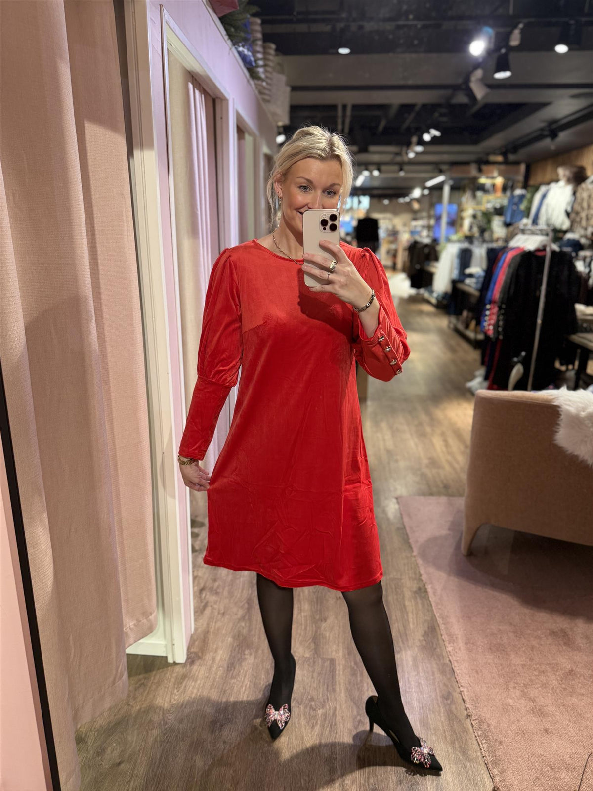 Kjole Tea Velour Red