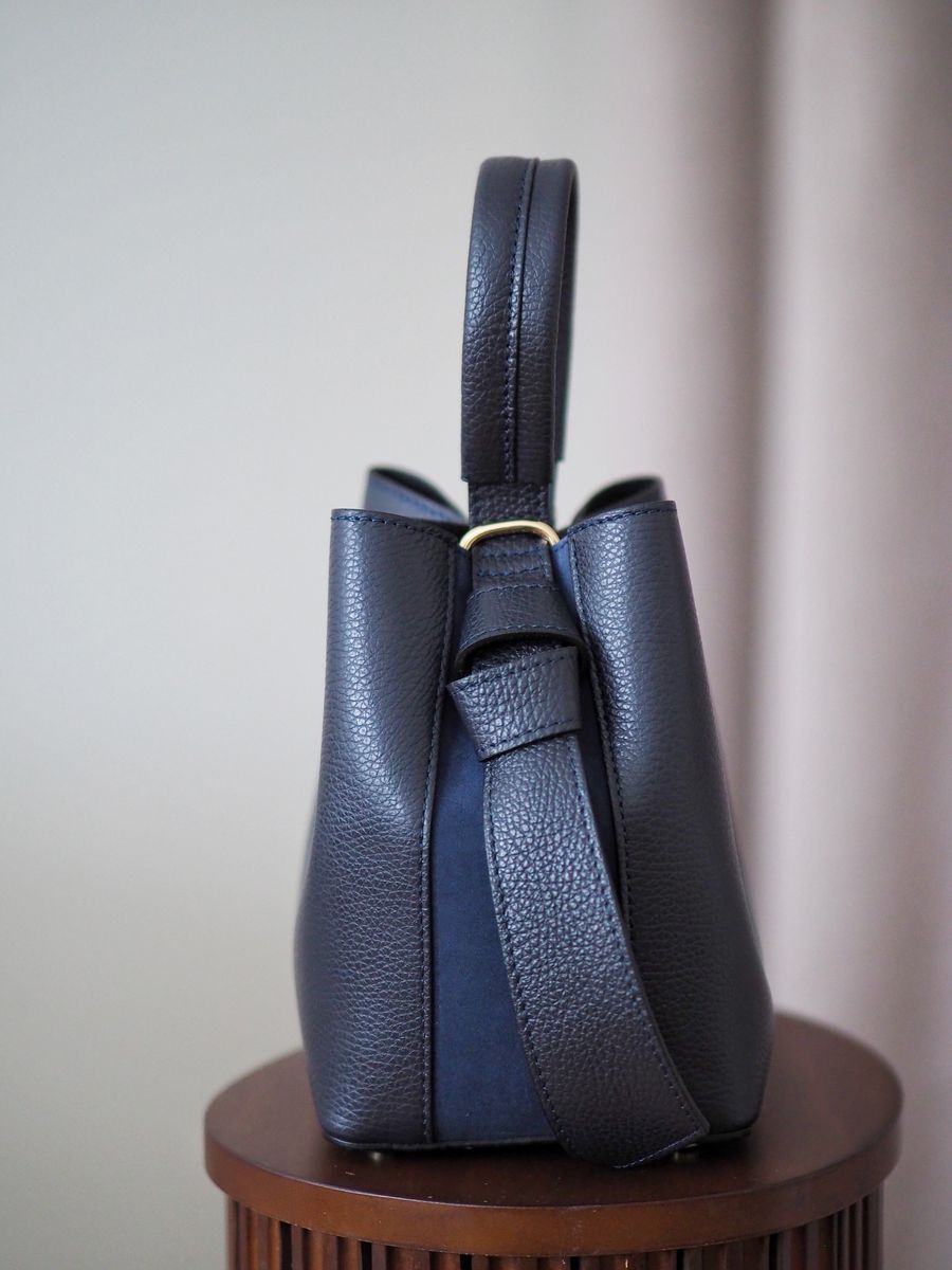 Bøtteveske Glatt Skinn Mørkeblå