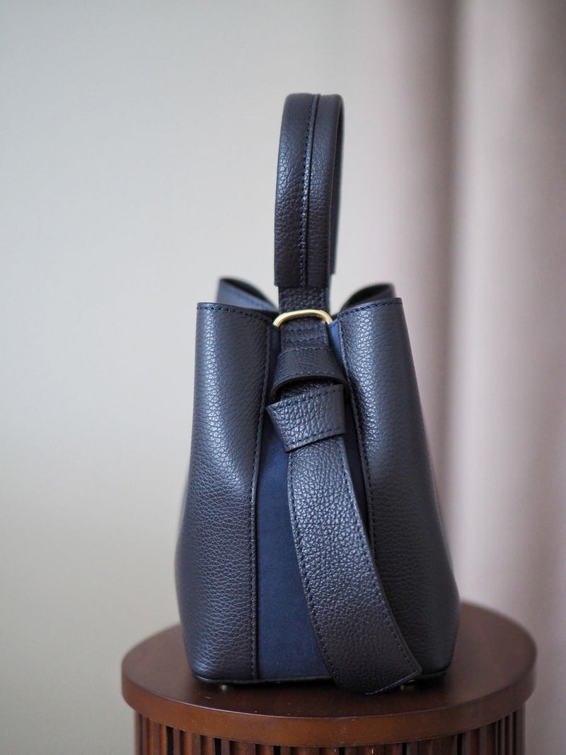 Bøtteveske Glatt Skinn Mørkeblå